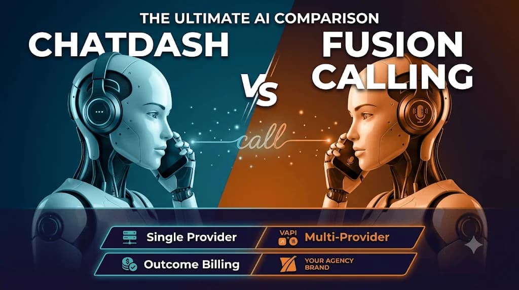 Best ChatDash Alternatives for AI Phone Call Agents ChatDash vs Fusion Calling comparison - A balanced look at how Fusion Calling and ChatDash compare for agencies building a white-label voice AI practice, from provider support to onboarding and pricing.